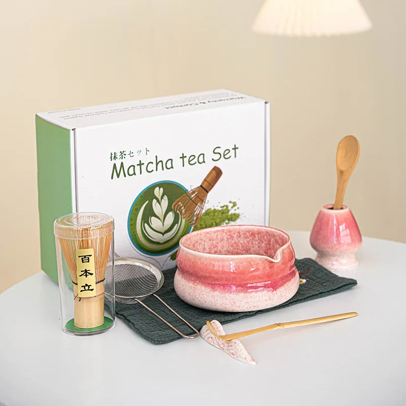 Japanese Matcha Gift Box – Ceramic Bowl, Bamboo Whisk & Tea Tool Set