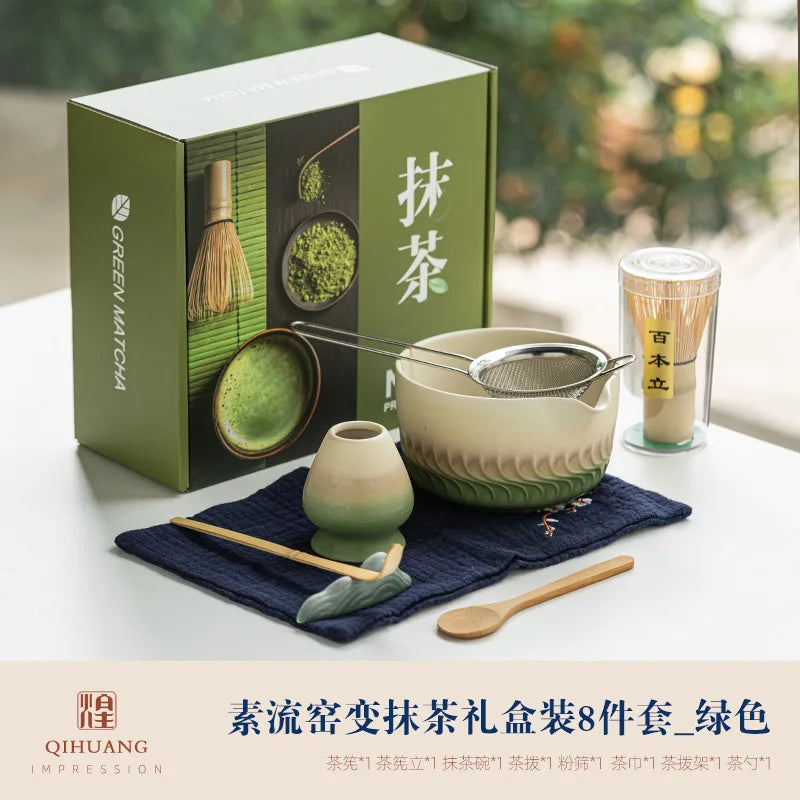 Japanese Matcha Kit – Handcrafted Glazed Bowl, Bamboo Whisk & Tea Starter Set