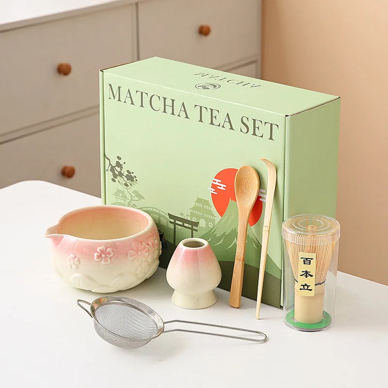 Ceramic Bowl with Spout & Bamboo Whisk