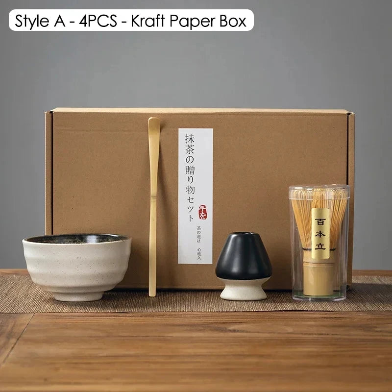 Ceramic Bowl, Bamboo Whisk & Tea Scoop Kit