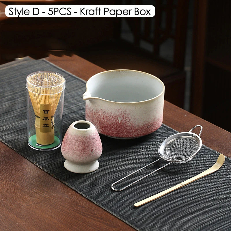 Ceramic Bowl, Bamboo Whisk & Tea Scoop Kit