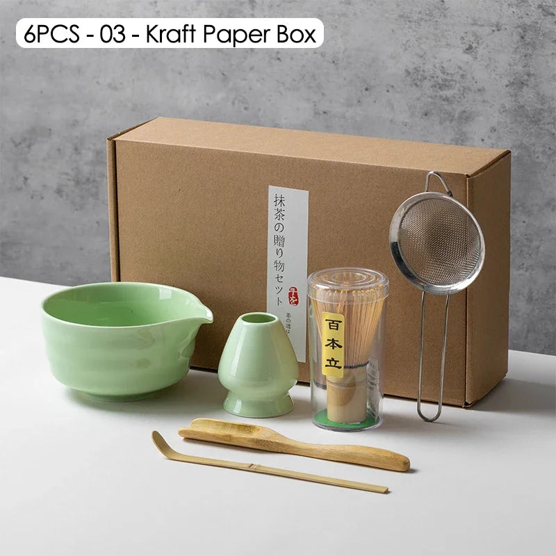 Ceramic Bowl, Bamboo Whisk & Tea Scoop Kit