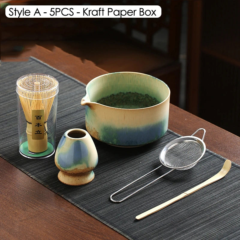 Ceramic Bowl, Bamboo Whisk & Tea Scoop Kit