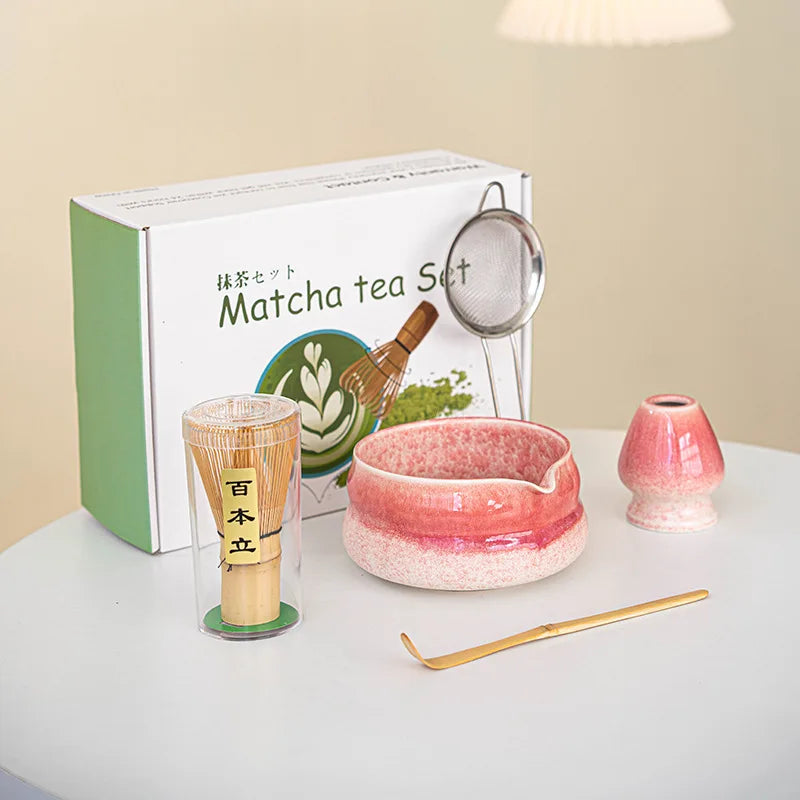 Japanese Matcha Gift Box – Ceramic Bowl, Bamboo Whisk & Tea Tool Set