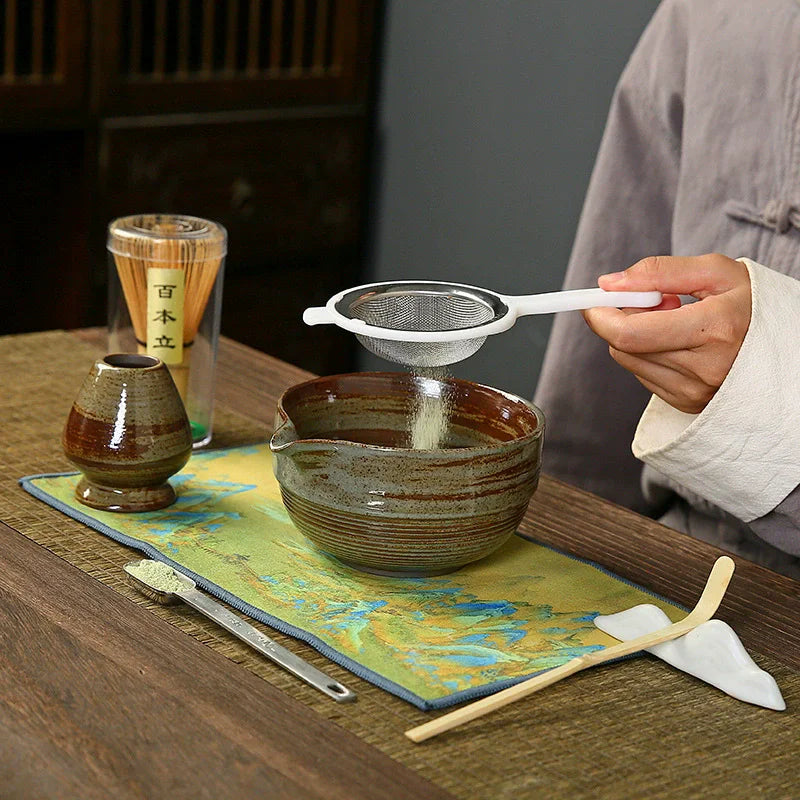 Ceramic Bowl, Bamboo Whisk & Tea Tools
