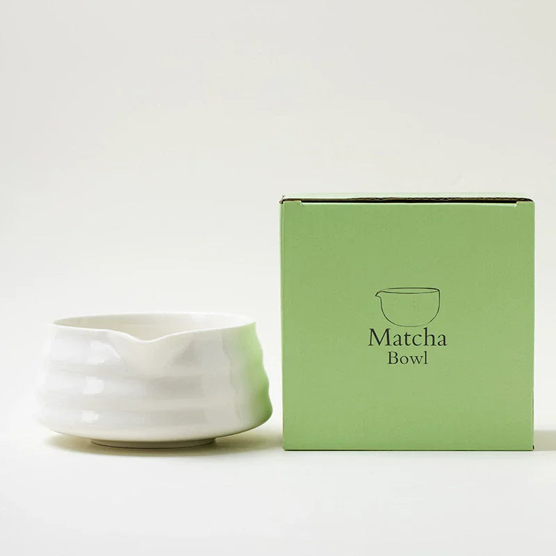 Japanese Matcha Ceramic Bowl – With Pouring Spout & Whisk Holder for Tea Lovers