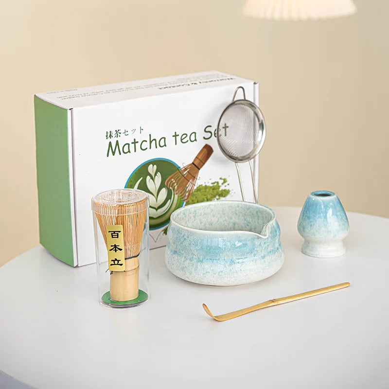 Japanese Matcha Gift Box – Ceramic Bowl, Bamboo Whisk & Tea Tool Set