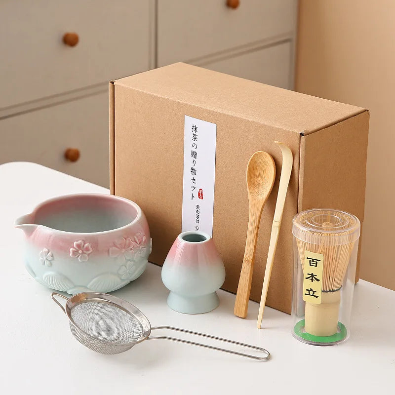 Ceramic Bowl with Spout & Bamboo Whisk
