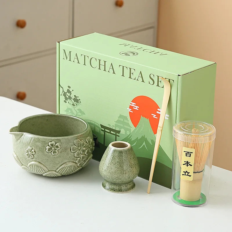 Ceramic Bowl with Spout & Bamboo Whisk