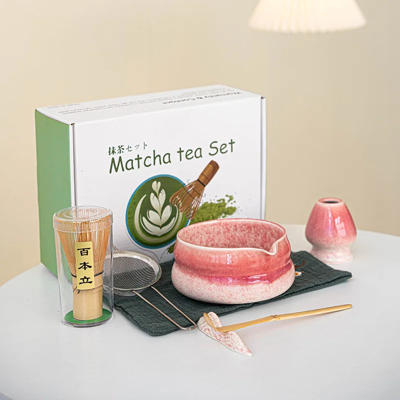 Japanese Matcha Gift Box – Ceramic Bowl, Bamboo Whisk & Tea Tool Set