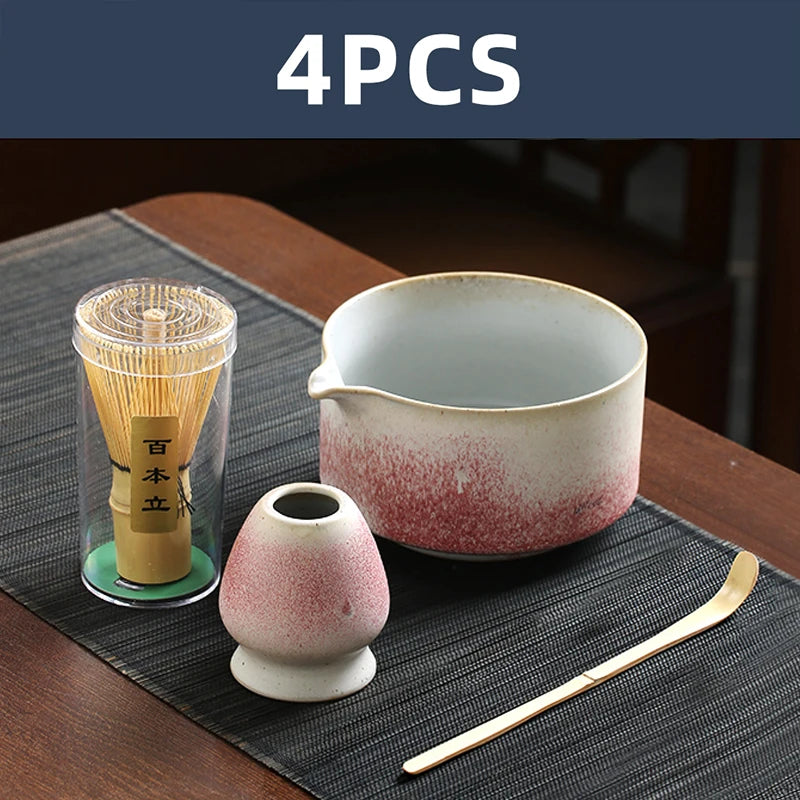 Ceramic Bowl, Bamboo Whisk & Tea Accessories Kit