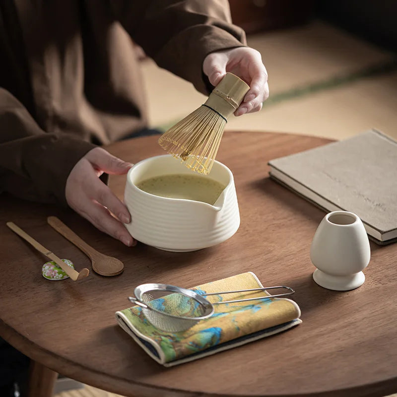 Ceremonial Ceramic Bowl, Bamboo Whisk & Gift Box