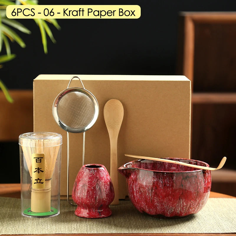 Ceramic Bowl, Bamboo Whisk & Tea Scoop Kit