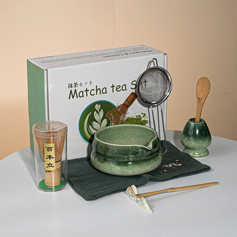 Japanese Matcha Gift Box – Ceramic Bowl, Bamboo Whisk & Tea Tool Set