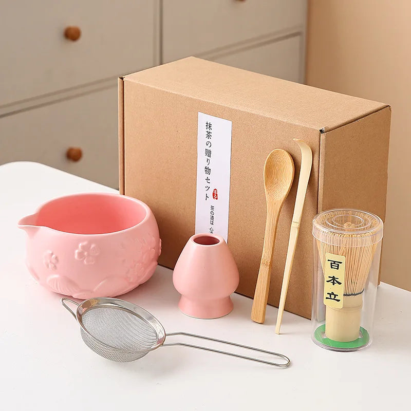 Ceramic Bowl with Spout & Bamboo Whisk