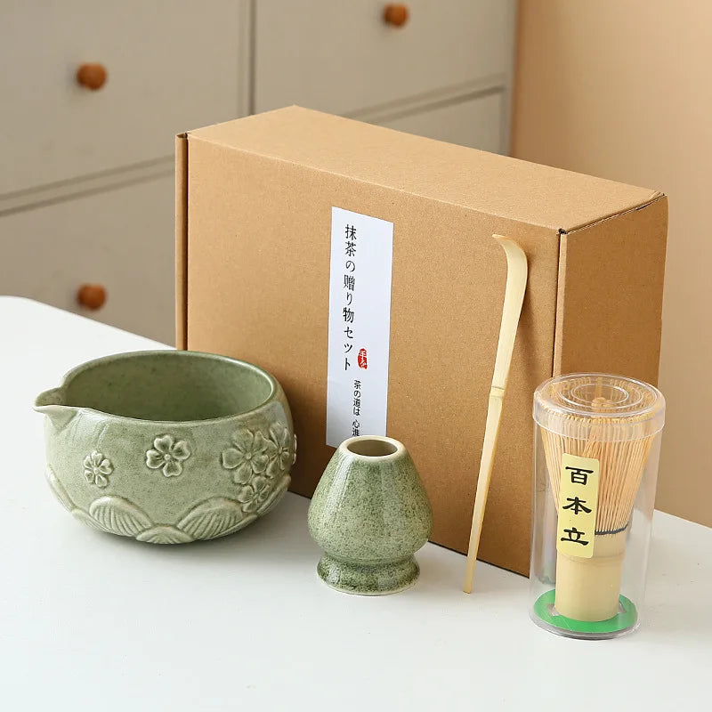 Ceramic Bowl with Spout & Bamboo Whisk