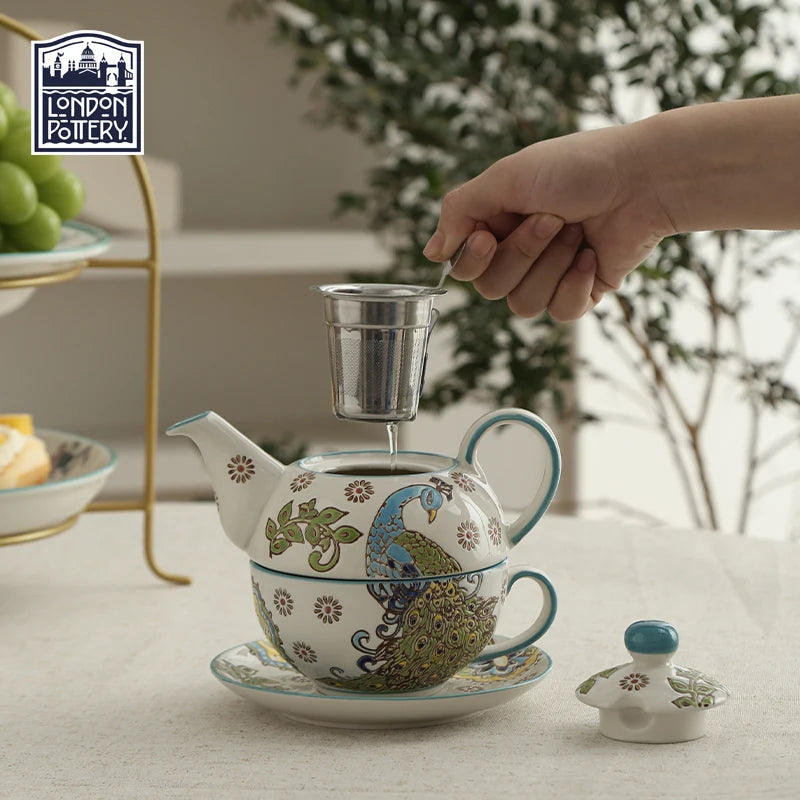 London Pottery Ceramic Tea Set – Tetra Teapot with Infuser & Strainer for Matcha & Tea