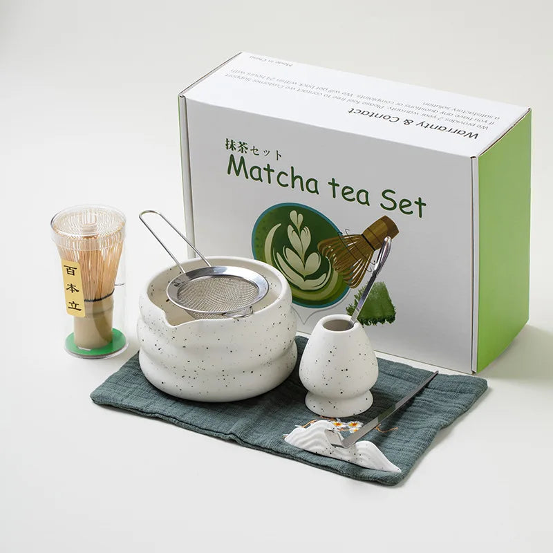 Japanese Ceramic Matcha Tea Set – Elegant White Edition