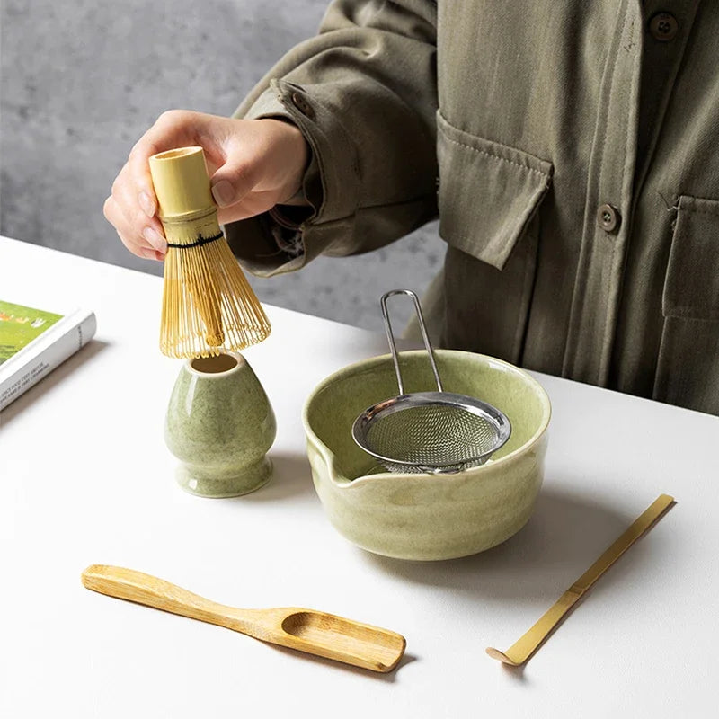 Ceramic Bowl, Bamboo Whisk & Tea Scoop Kit