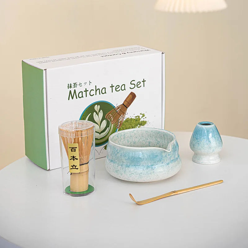 Japanese Matcha Gift Box – Ceramic Bowl, Bamboo Whisk & Tea Tool Set