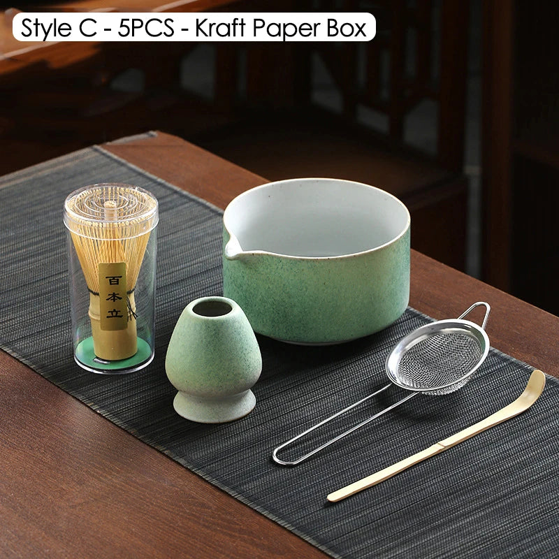 Ceramic Bowl, Bamboo Whisk & Tea Scoop Kit